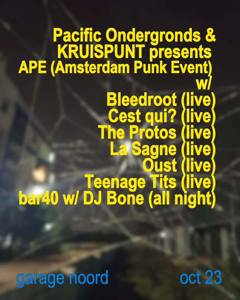 Pacific Ondergronds & KRUISPUNT presents APE (Amsterdam Punk Event) — Música · Amsterdam
