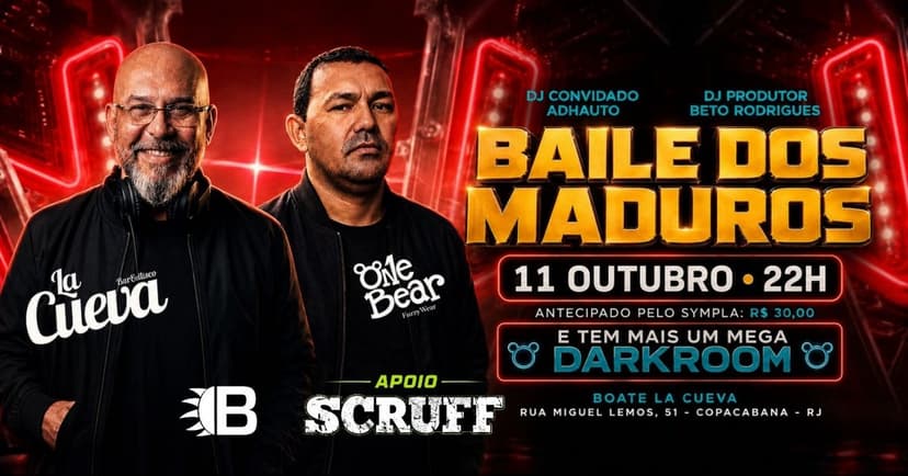 DOMINGO | 11/10 | 22H | BAILE DOS MADUROS RIO NO LA CUEVA — Música · Rio de Janeiro