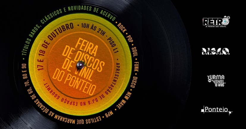 Feira de Discos de Vinil no Ponteio - 17 e 18 de Outubro - Sábado e Domingo