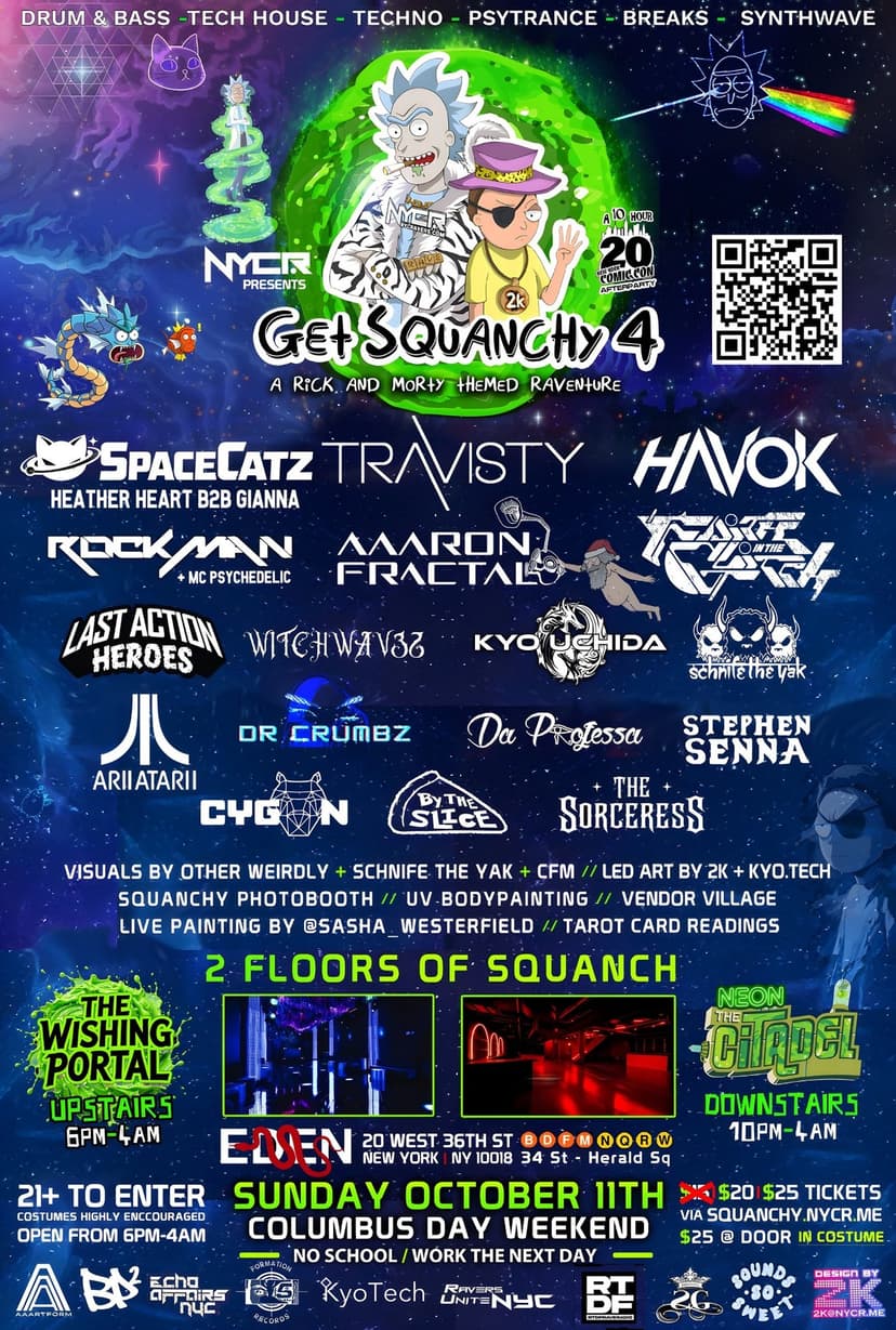 NYCRavers presents Get Squanchy 4: A Rick and Morty Themed Unofficial NYC Comicon Afterparty — Música · New York